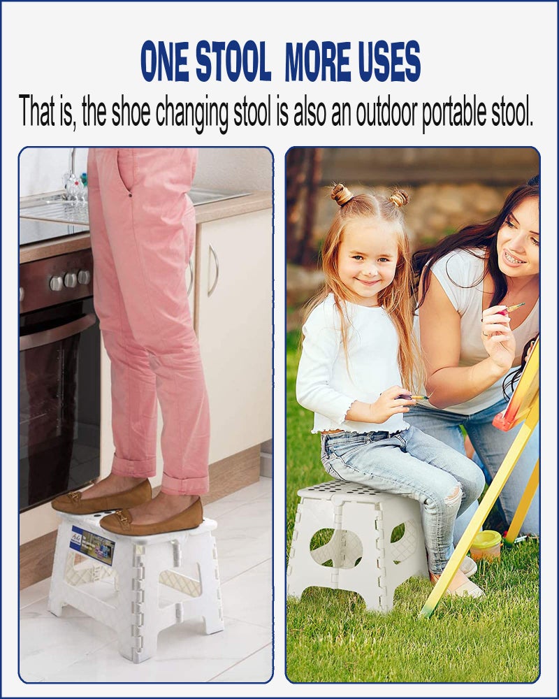 ACKO 2PACK Folding Step Stool - 11" Height Premium Heavy Duty Foldable Stool for Kids and Adults, Plastic Stepping Stool for Kitchen Bathroom, White - Image 3